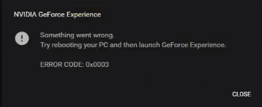 geforce experience 0x0003
